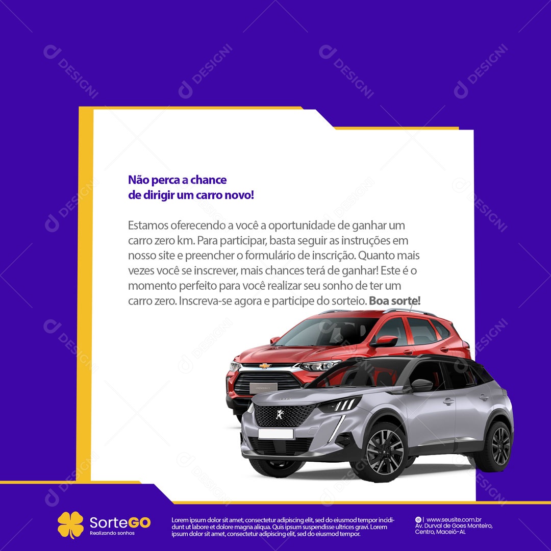 Sorteio de Carro 0KM Social Media PSD Editável