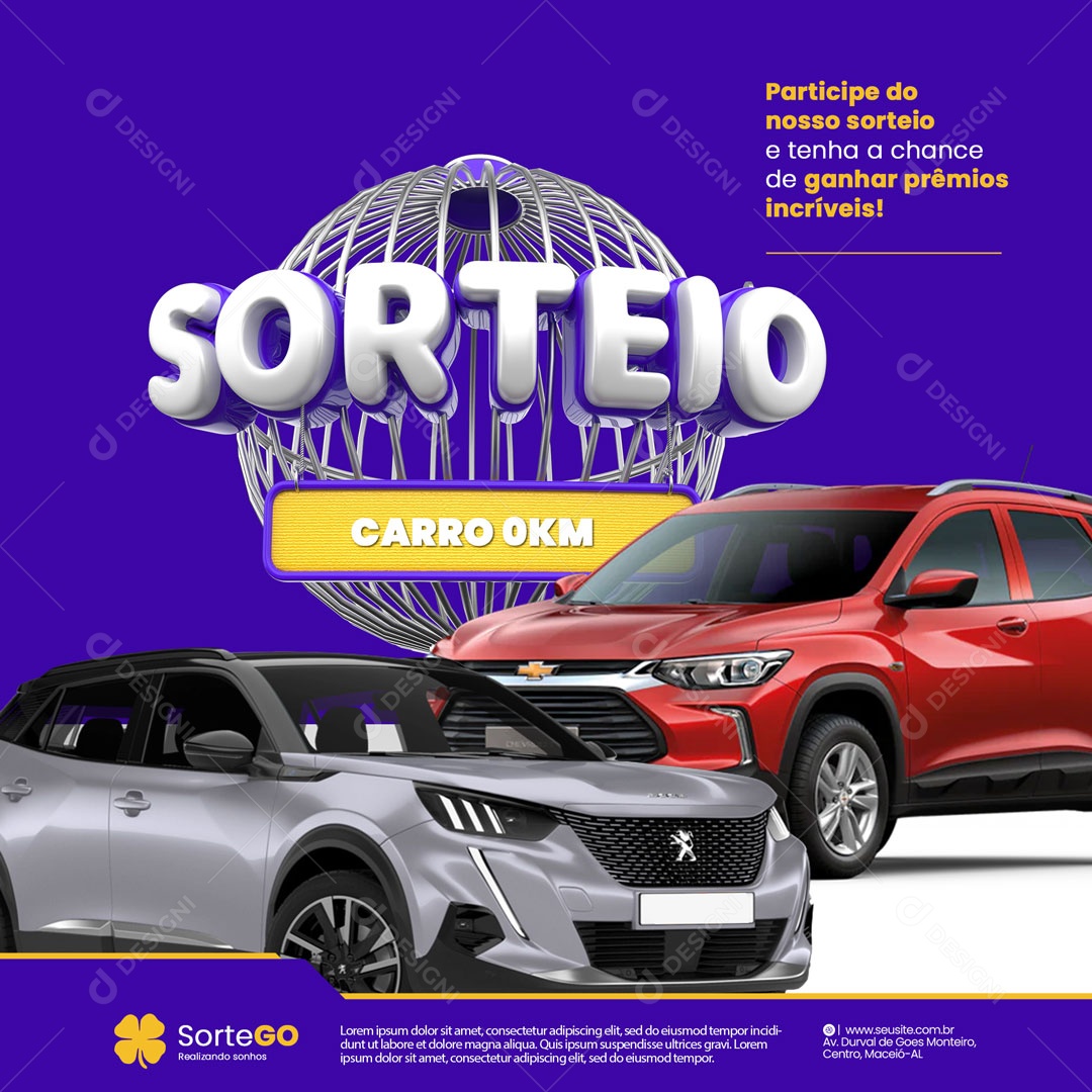 Sorteio de Carro 0KM Social Media PSD Editável