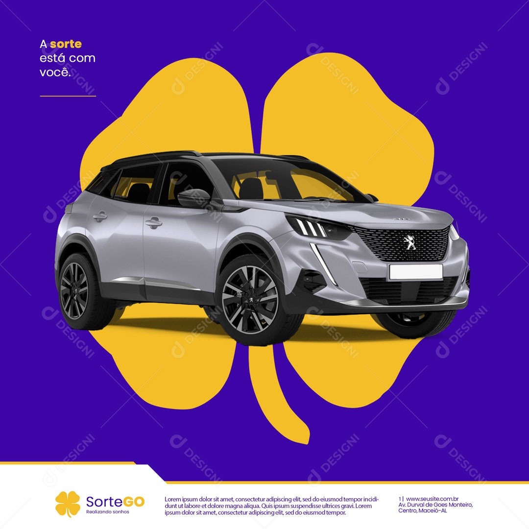 A Sorte Está com Voce. Sorteio de Carro Social Media PSD Editável