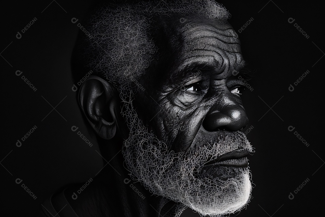 Homem de idade com marcas