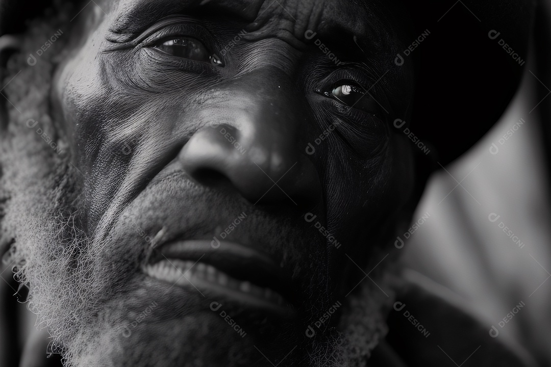 Homem de idade com olhar sofrido