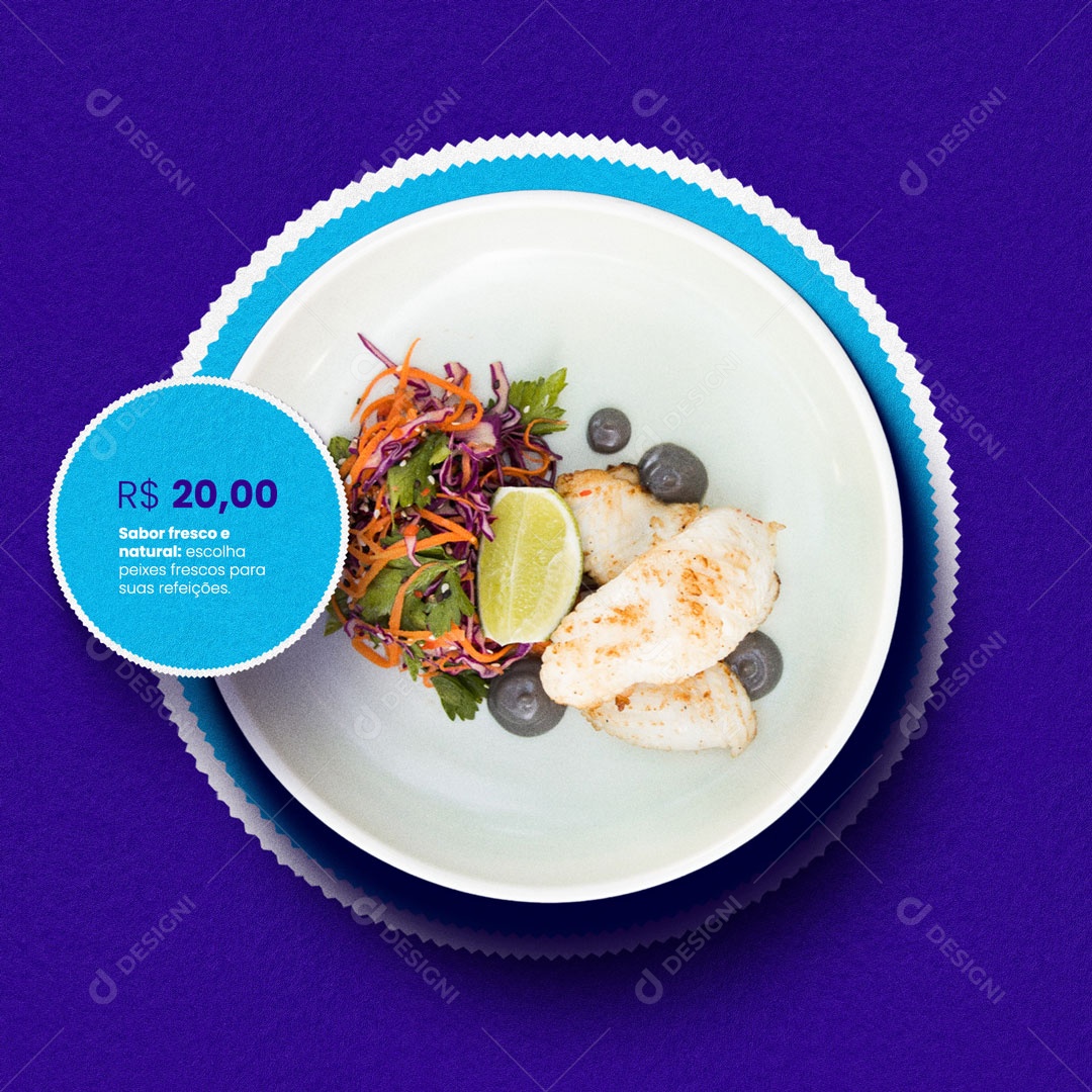 Sabor Fresco e Natural Peixaria Social Media PSD Editável