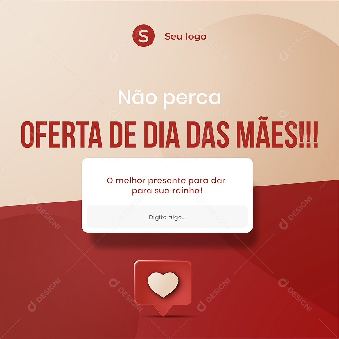 Não Perca Oferta De Dia Das Mães O Melhor Presente Para Dar Para Sua Rainha Social Media Vetor EPS