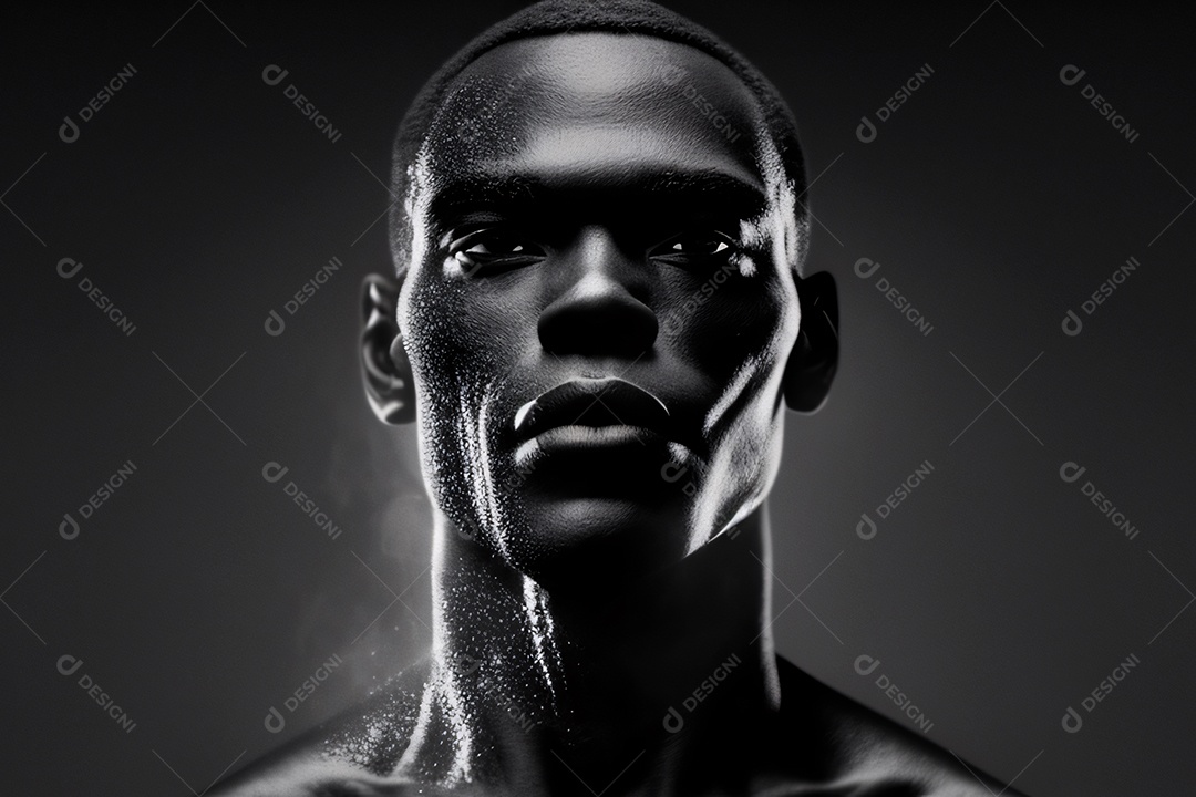 Ilustração o homem como protagonista em preto e branco