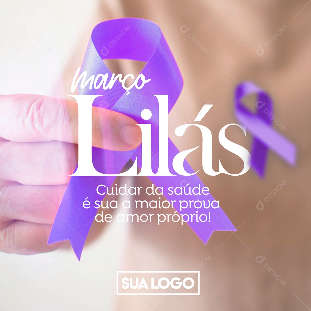 Social Media Março Lilás Combate ao Câncer de Útero PSD Editável