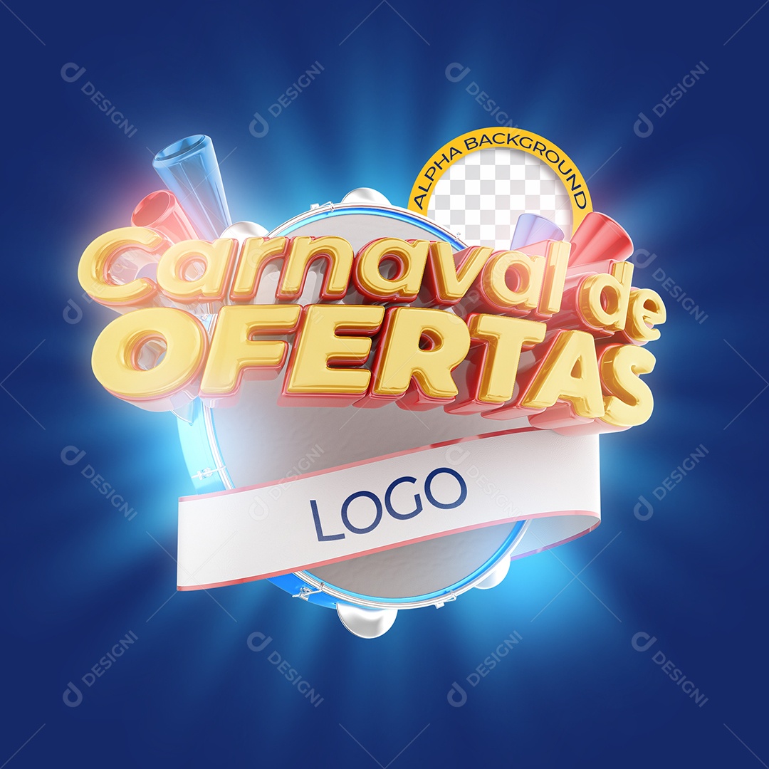 Carnaval de Ofertas Selo 3D Para Composição PSD