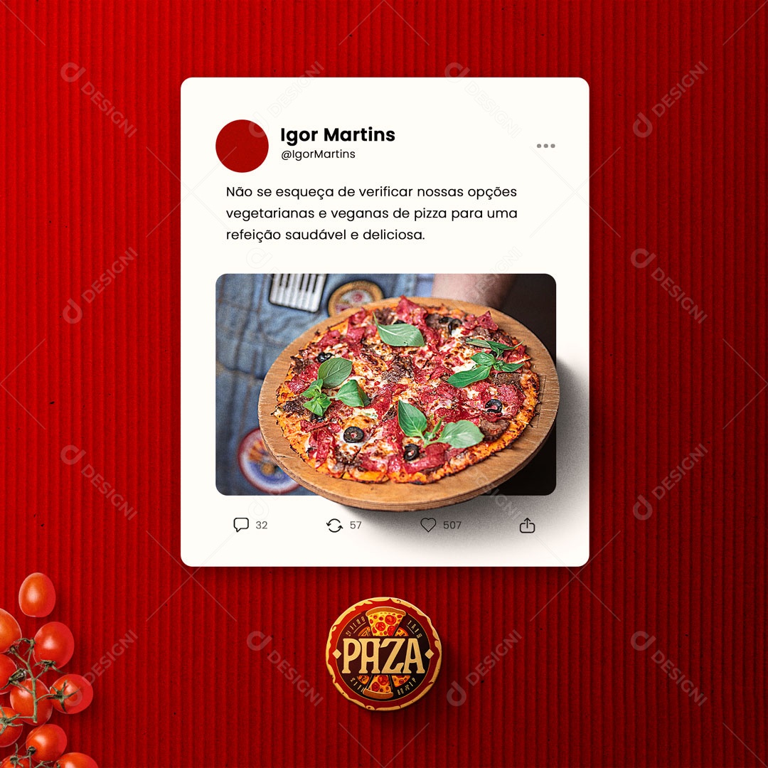 Pizza Veganas Pizzaria Social Media PSD Editável