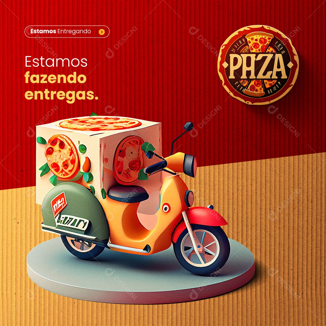 Estamos Fazendo Entregas. Pizzaria Delivery Social Media PSD Editável