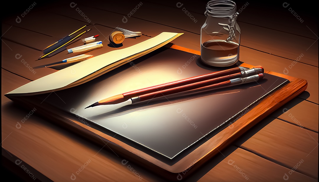 Prancheta de desenho de pincel de desenho animado