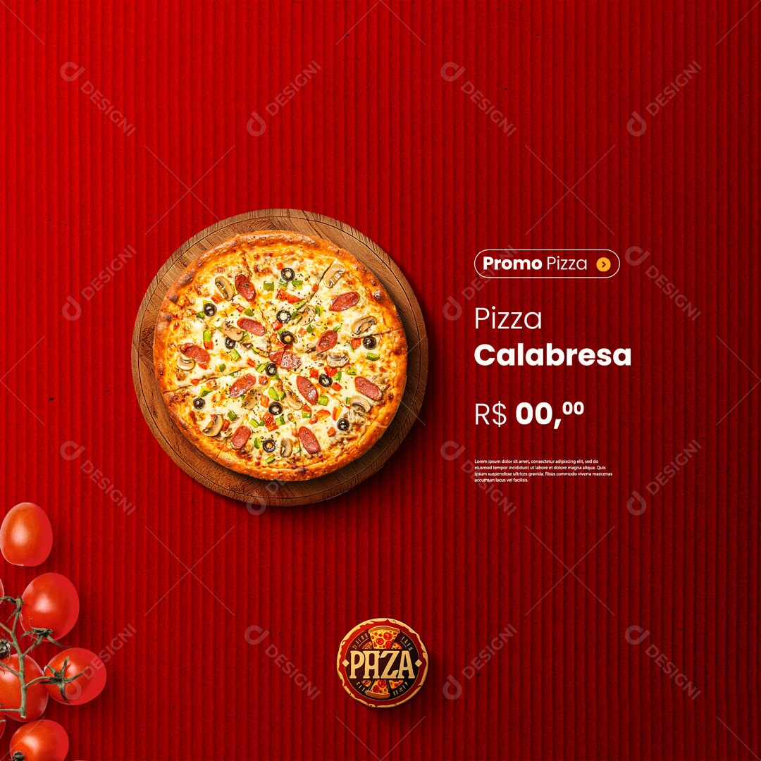 Promo Pizza Calabresa Pizzaria Social Media PSD Editable