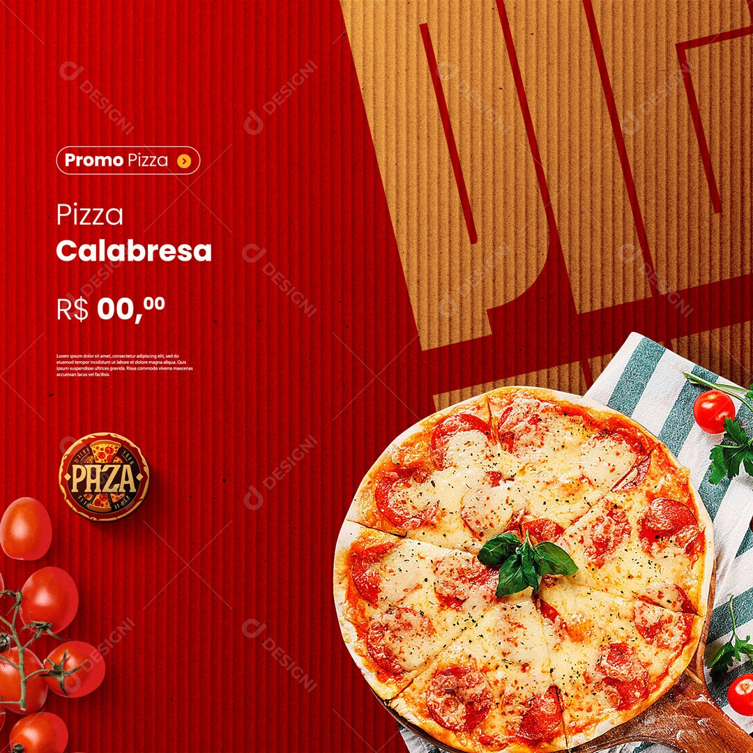Promo Pizza Calabresa Pizzaria Social Media PSD Editável