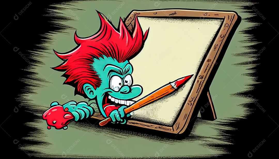 Prancheta de desenho de pincel de desenho animado