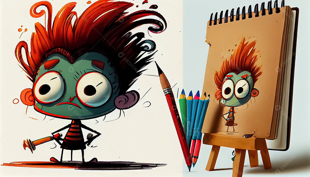 Prancheta de desenho de pincel de desenho animado