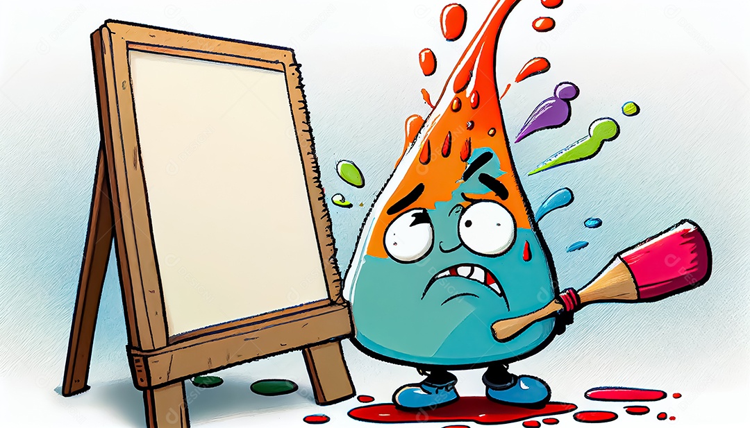 Prancheta de desenho de pincel de desenho animado