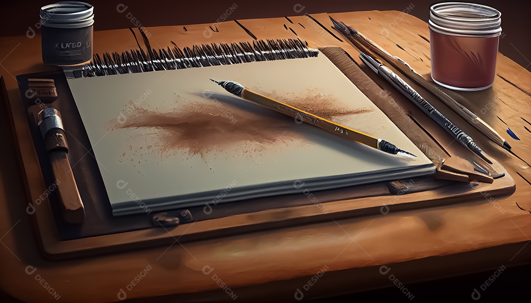 Prancheta de desenho de pincel de desenho animado