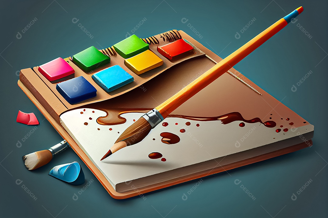 Prancheta de desenho de pincel de desenho animado