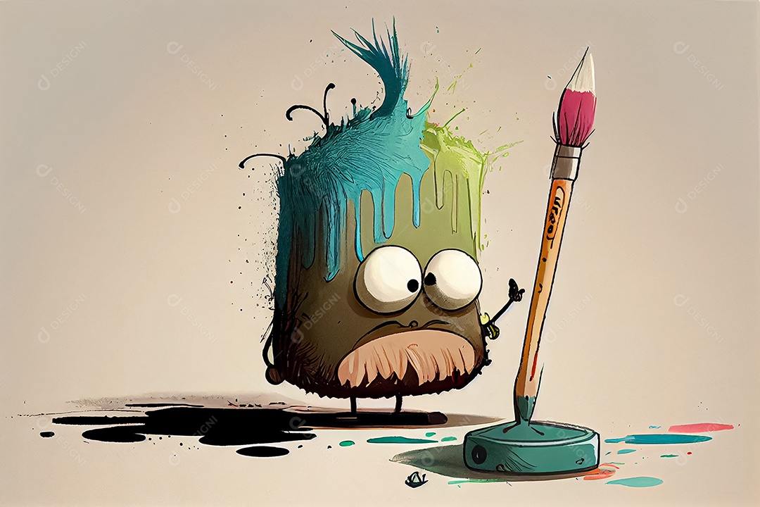 Prancheta de desenho de pincel de desenho animado