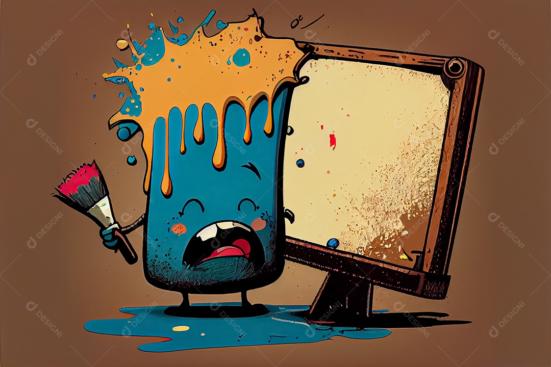 Prancheta de desenho de pincel de desenho animado