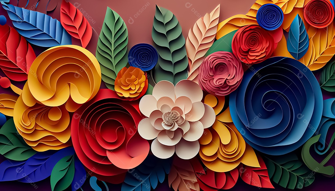 Fundo de primavera de arco-íris floral de estilo de papel