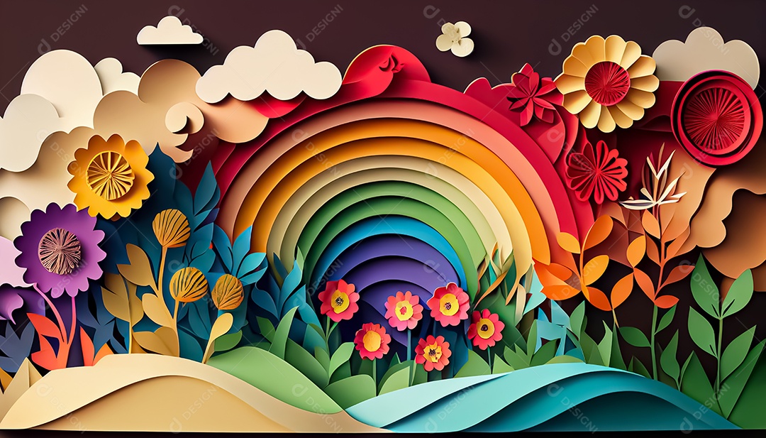 Fundo de primavera de estilo de papel