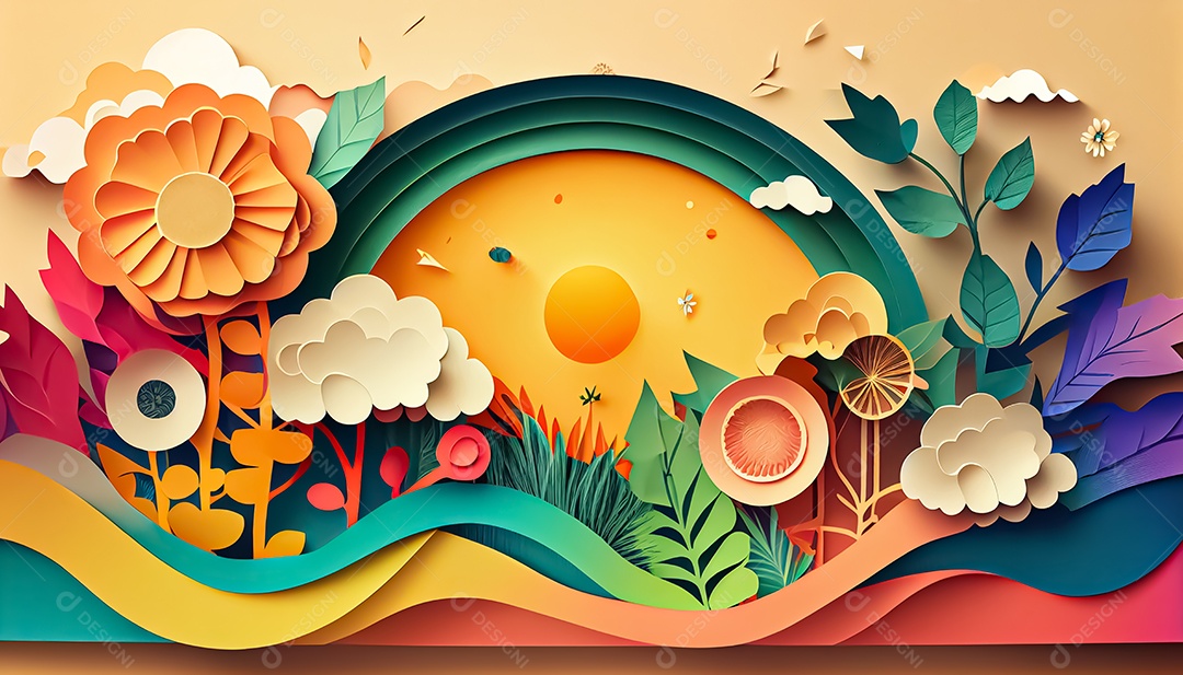 Fundo de primavera de estilo de papel