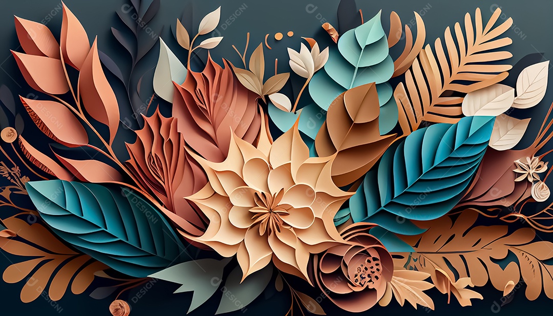 Fundo de primavera de arco-íris floral de estilo de papel