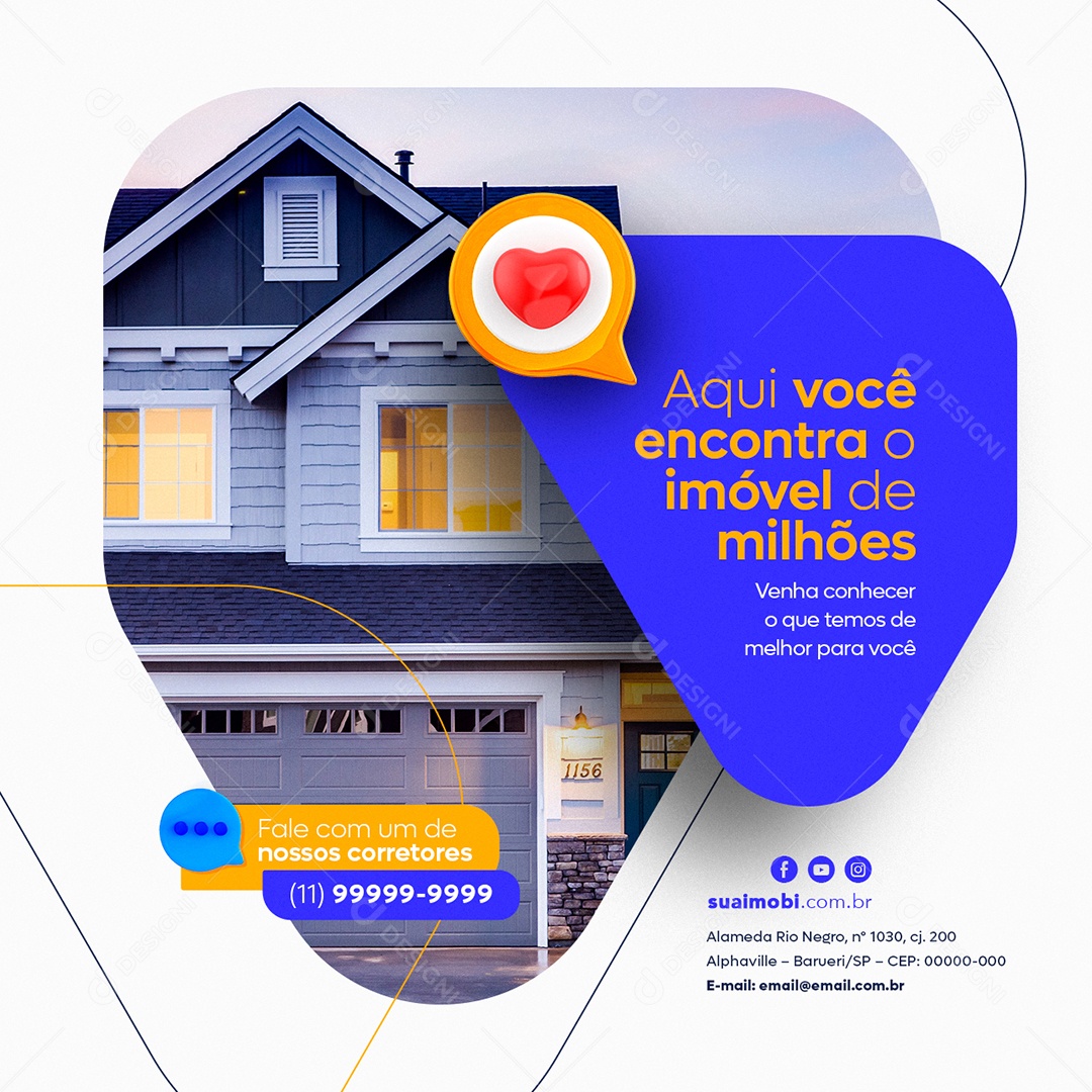 Aqui Você Encontra o Imóvel De Milhões Venha Conhecer Imobiliária Social Media PSD Editável
