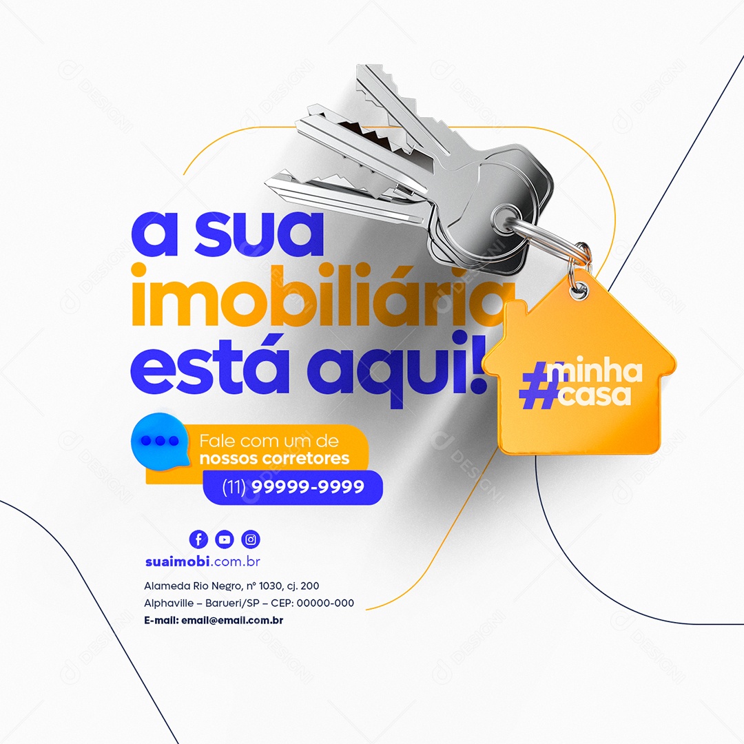 A Sua Imobiliária Está Aqui # Minha Casa Social Media PSD Editável
