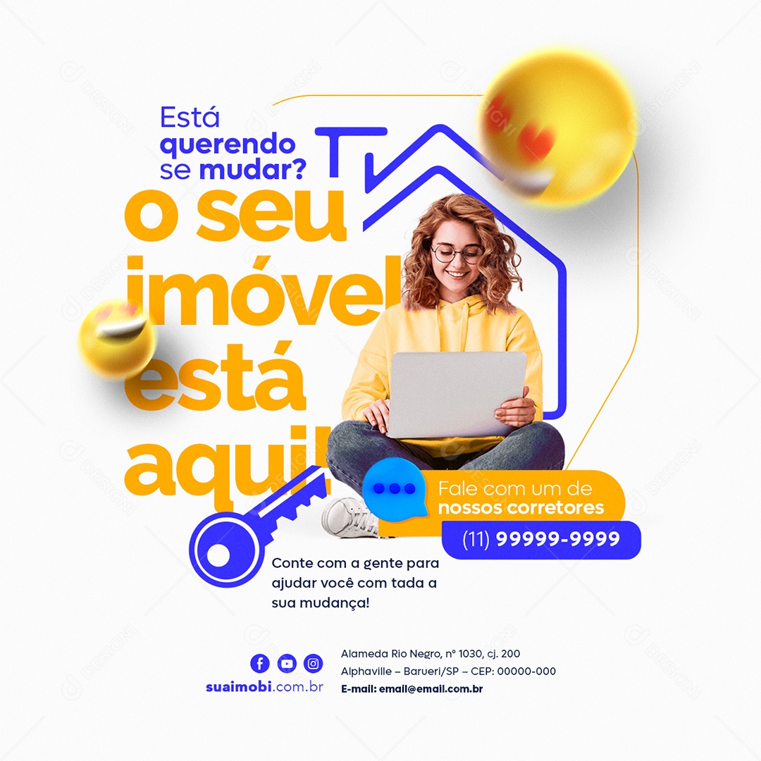 Está Querendo Se Mudar O Seu Imóvel Está Aqui Imobiliária Social Media PSD Editável