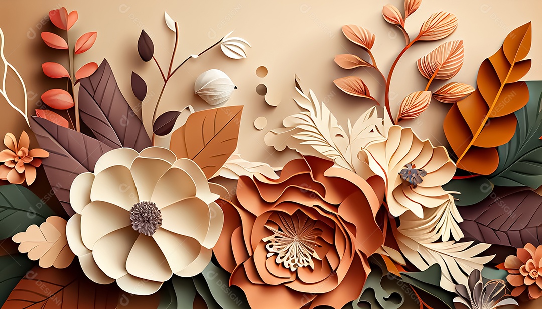 Fundo de primavera de arco-íris floral de estilo de papel