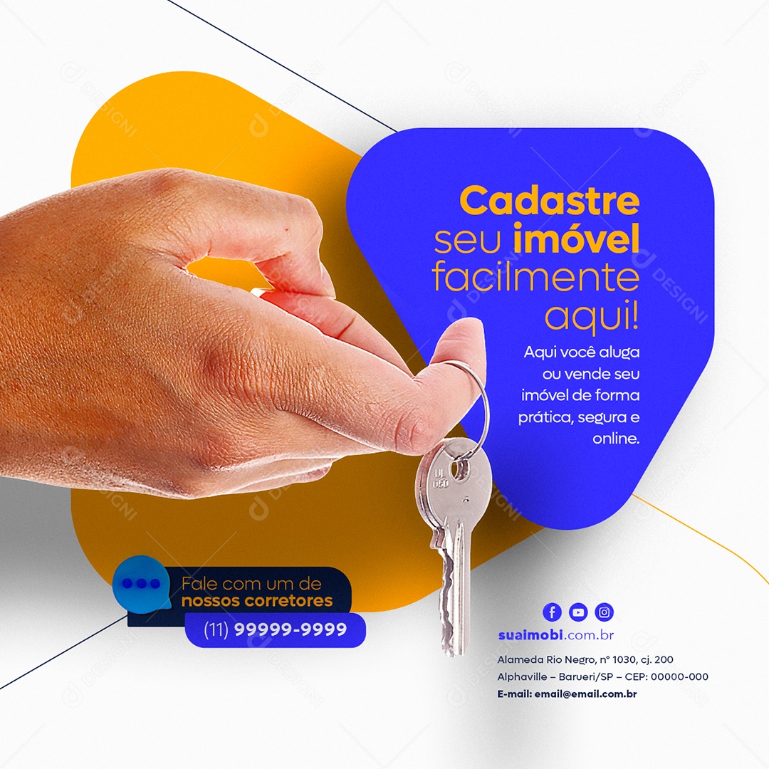 Cadastre Seu Imóvel Facilmente Aqui Imobiliária Segura e Online Social Media PSD Editável