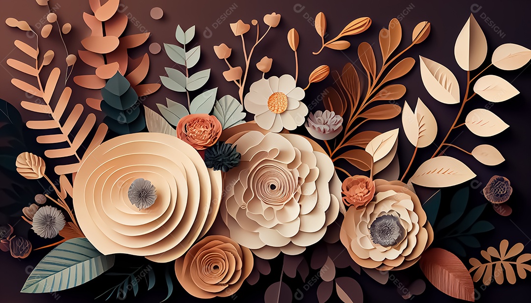 Fundo de primavera de arco-íris floral de estilo de papel