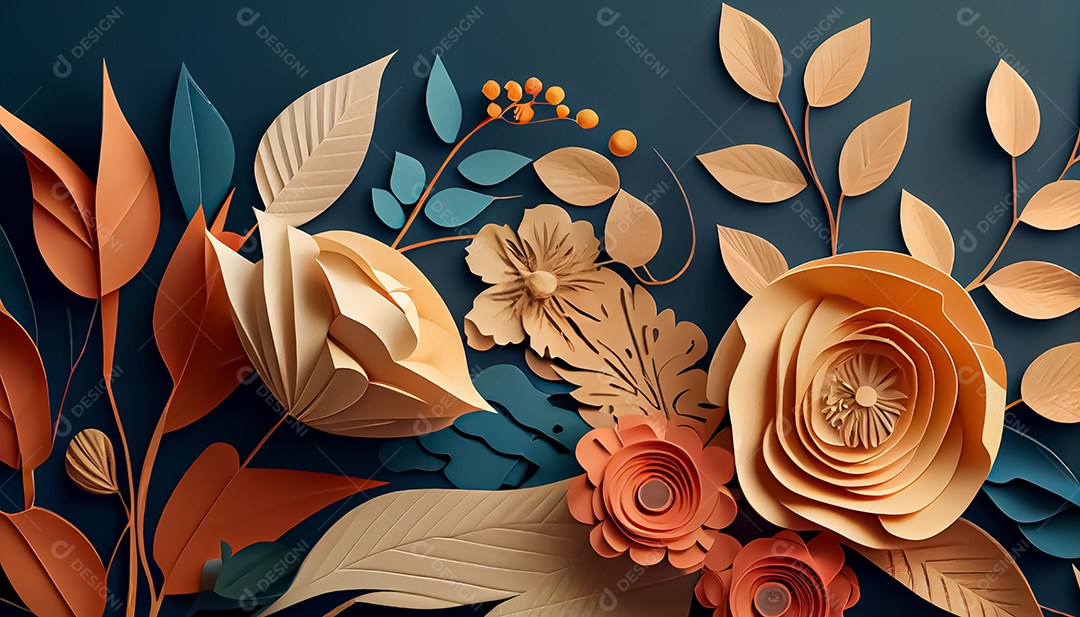 Fundo de primavera de arco-íris floral de estilo de papel