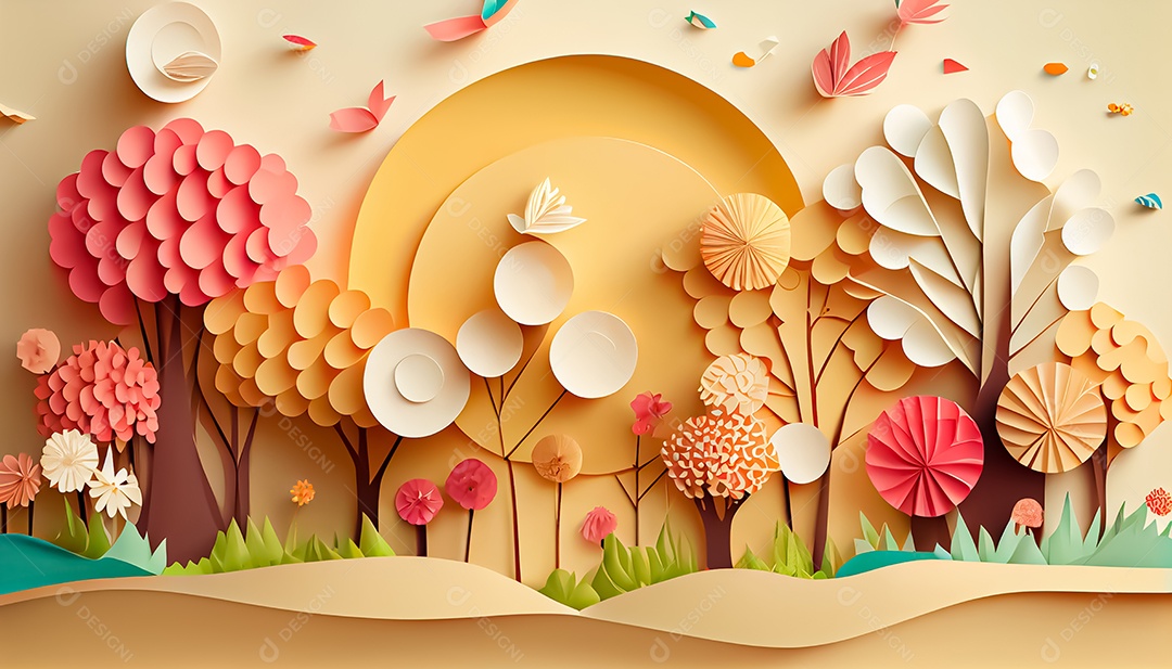 Fundo de primavera de estilo de papel