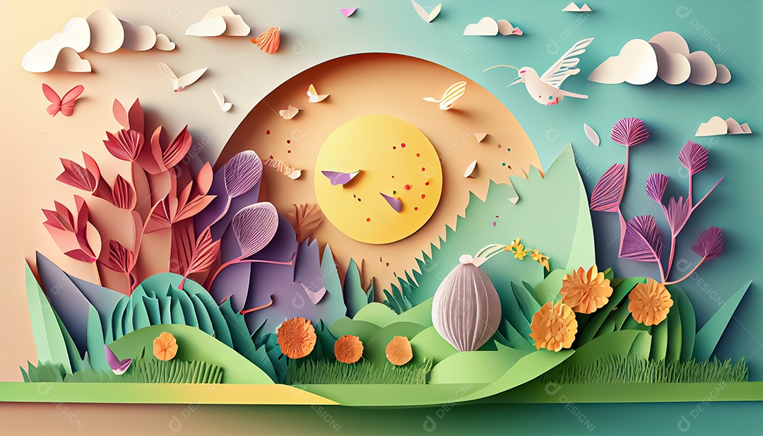 Fundo de primavera de estilo de papel