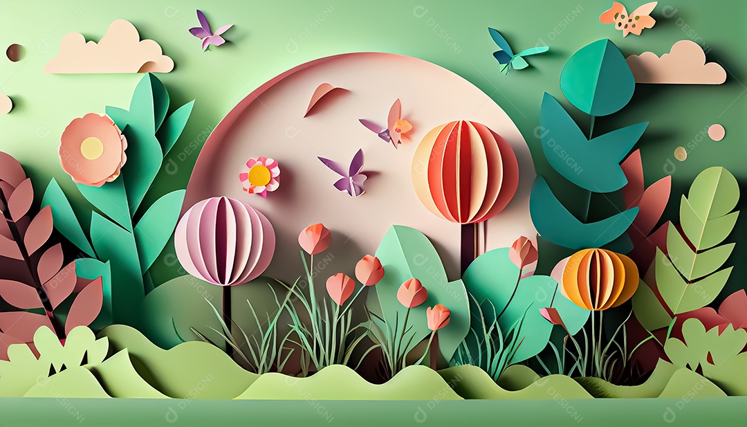 Fundo de primavera de estilo de papel