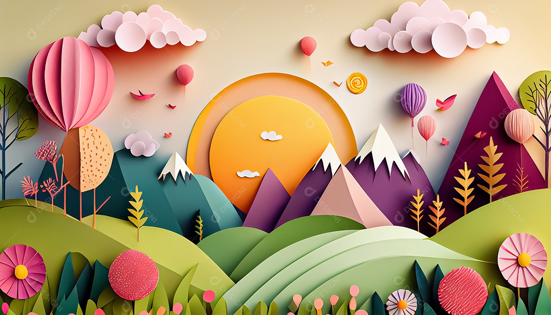 Fundo de primavera de estilo de papel