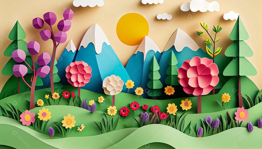 Fundo de primavera de estilo de papel
