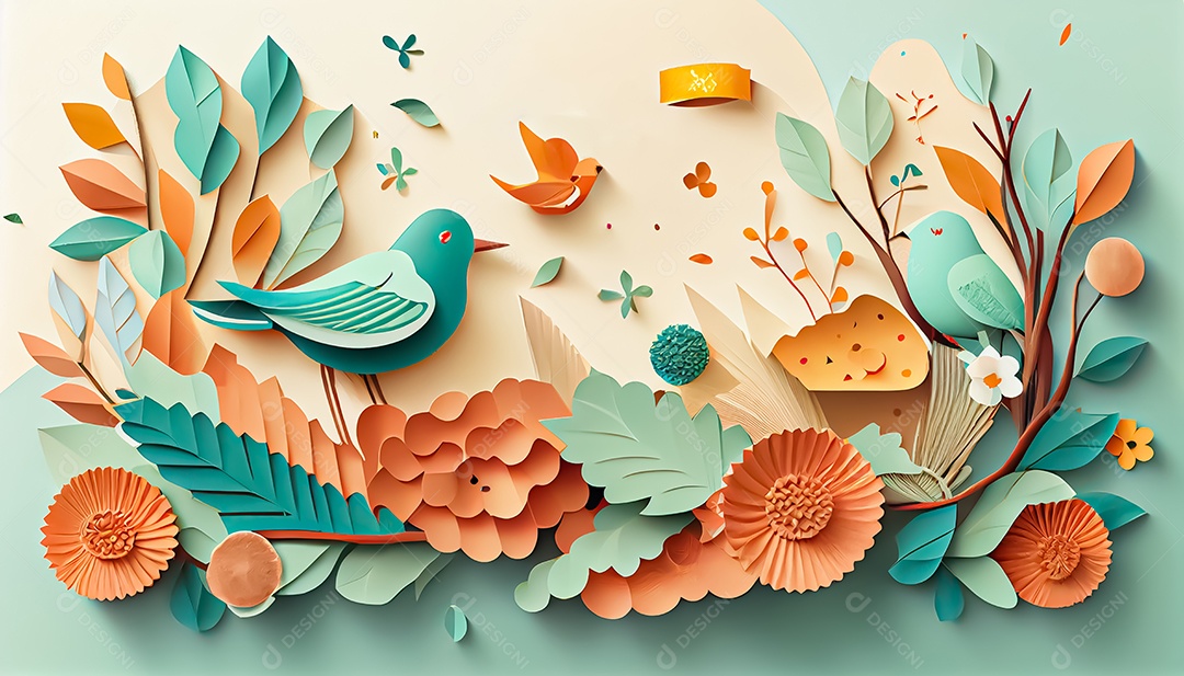 Fundo de primavera de estilo de papel