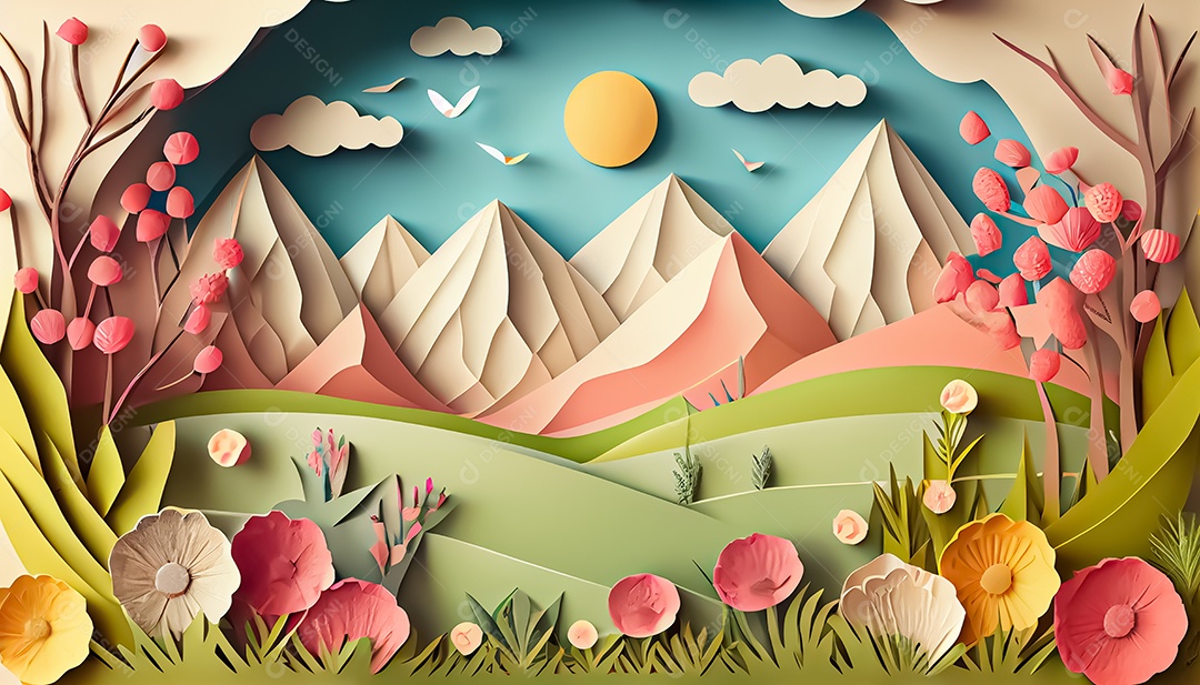 Fundo de primavera de estilo de papel