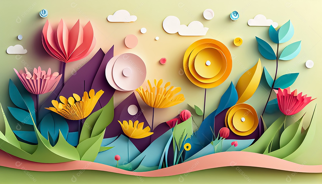 Fundo de primavera de estilo de papel