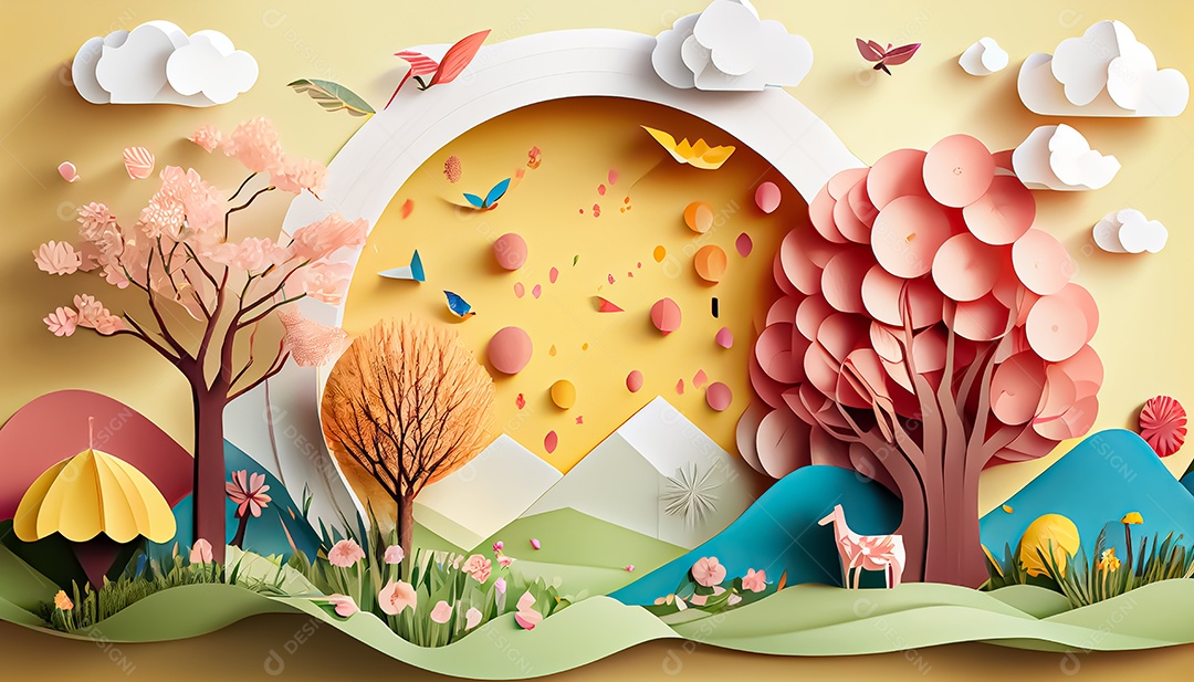 Fundo de primavera de estilo de papel