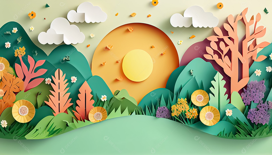 Fundo de primavera de estilo de papel