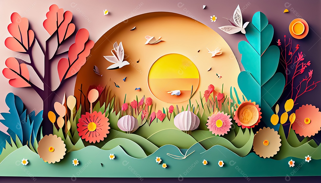 Fundo de primavera de estilo de papel