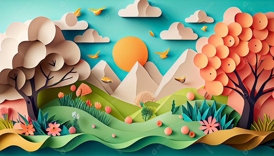 Fundo de primavera de estilo de papel