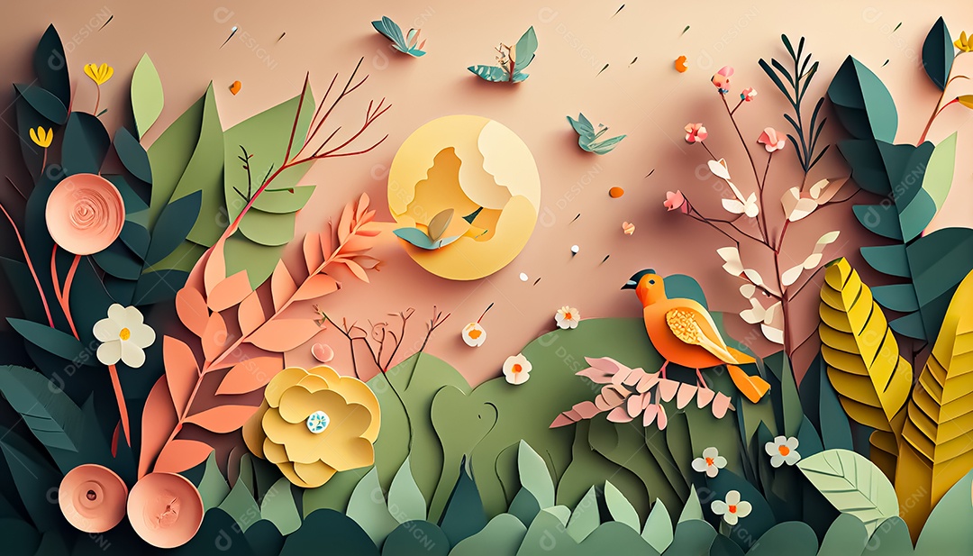 Fundo de primavera de estilo de papel