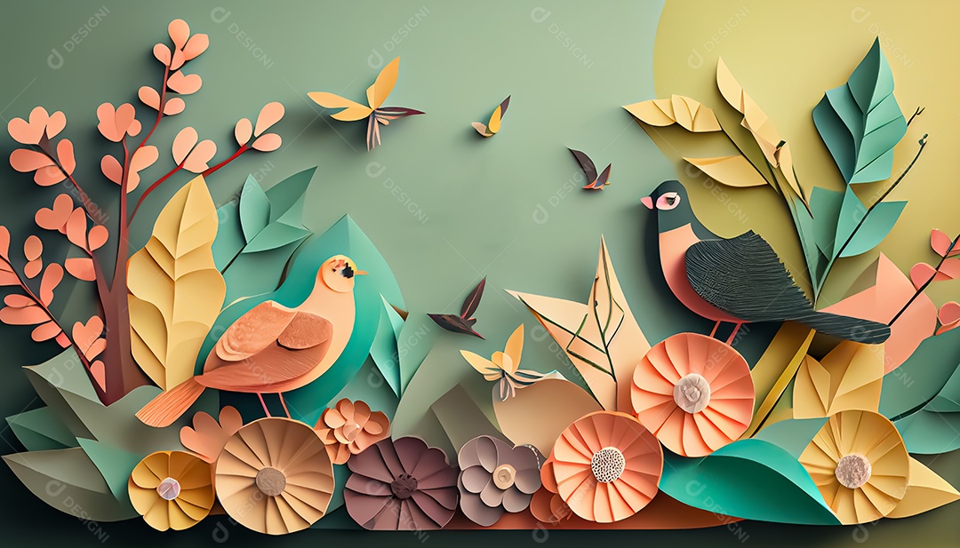 Fundo de primavera de estilo de papel