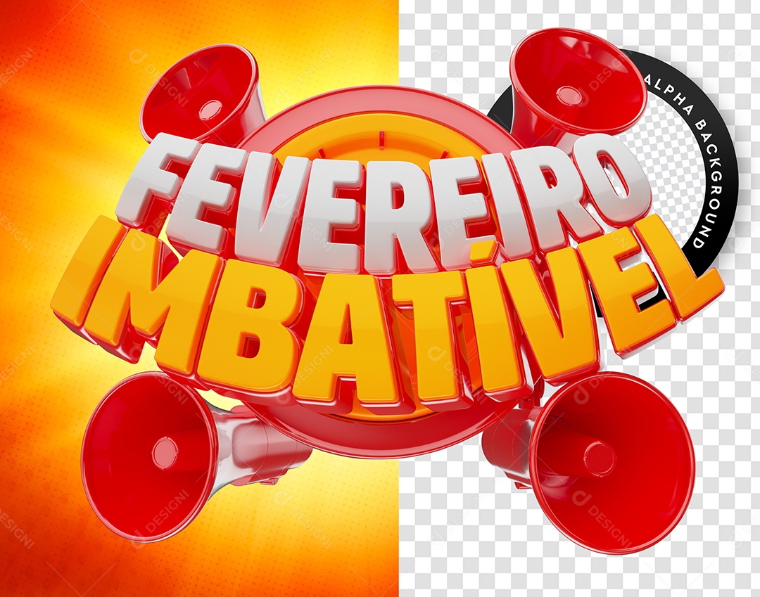 Selo 3D Fevereiro Imbatível Para Composição PSD