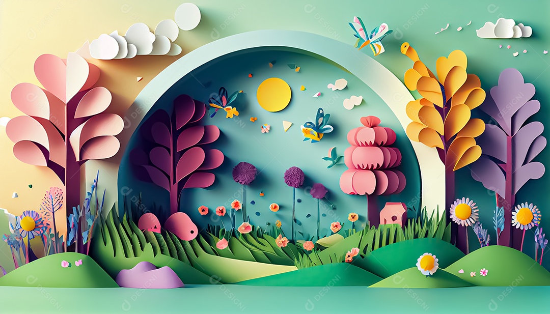 Fundo de primavera de estilo de papel