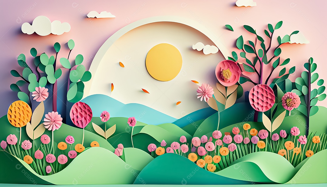 Fundo de primavera de estilo de papel